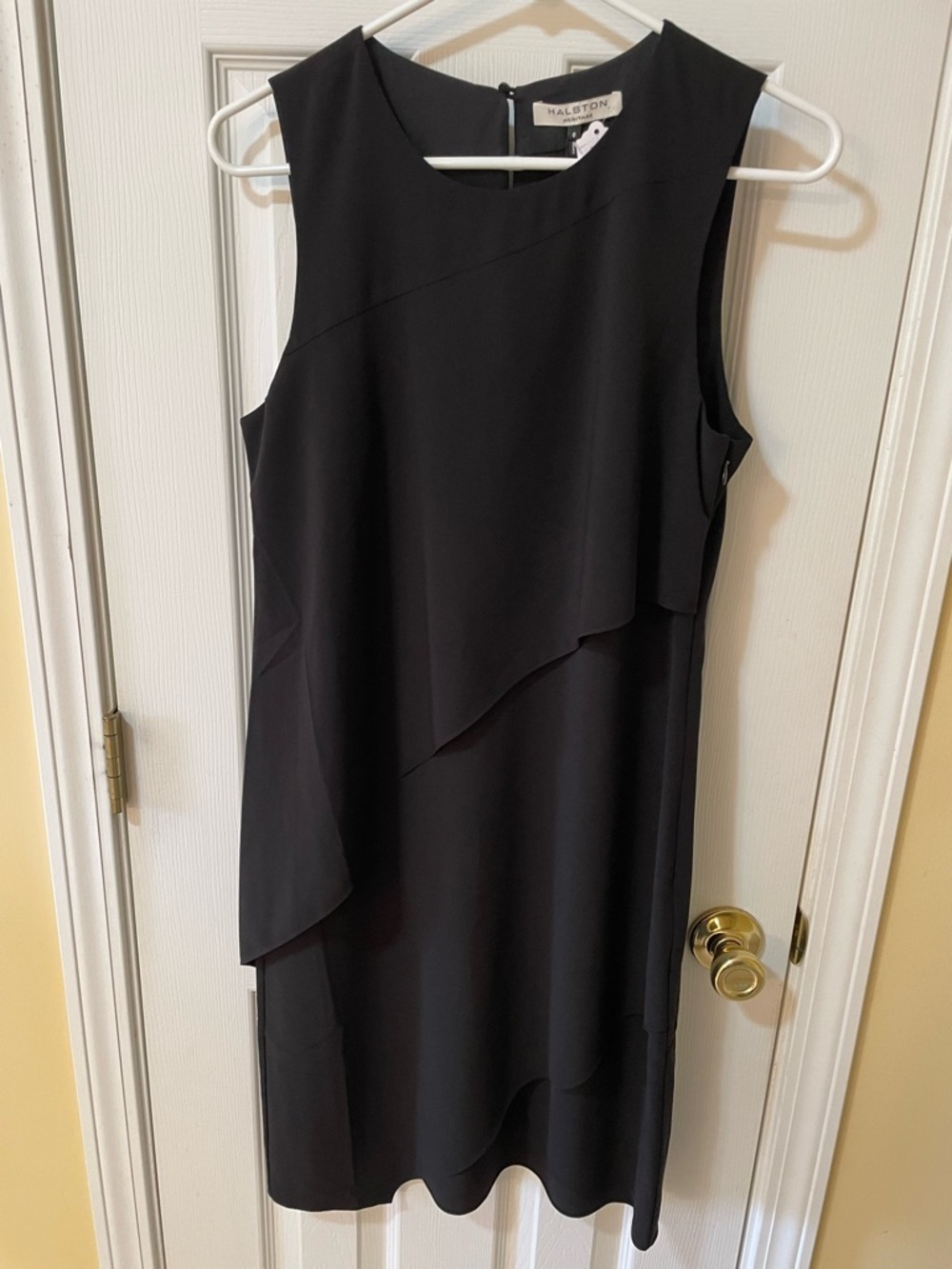Halston Heritage Black Sleeveless Layered Midi Dress